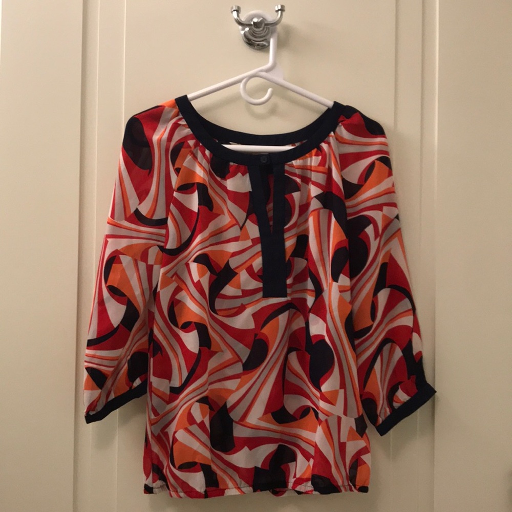 Banana republic small pink and red 3/4 blouse